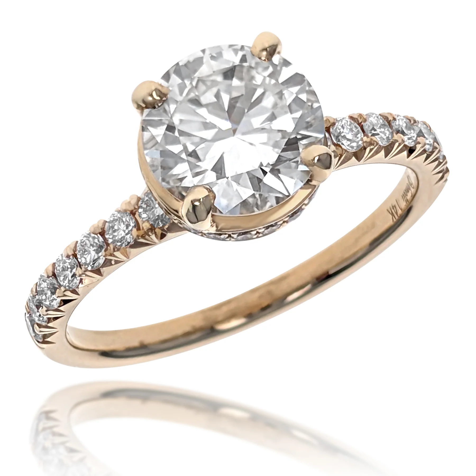 14K Yellow Gold Round Diamond Engagement Ring