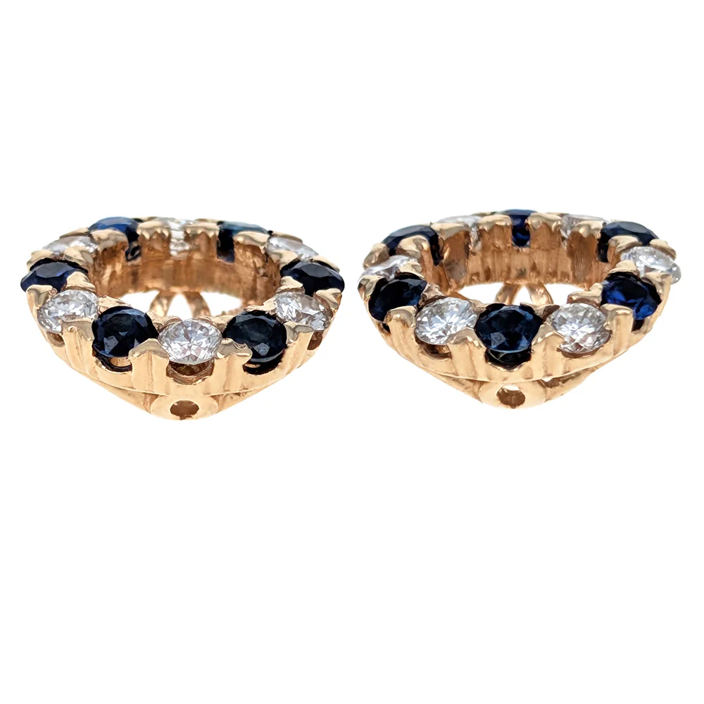 14K Yellow Gold Sapphire and Diamond Earring Enhancer Jackets - Image 2