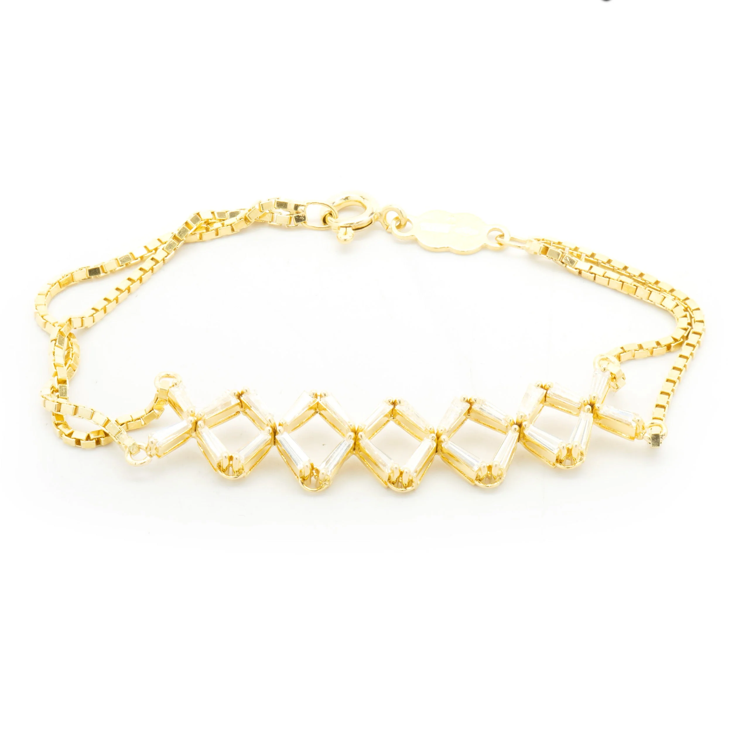 14k Yellow Gold Tapered Baguette Diamond X Link Bracelet - Image 2