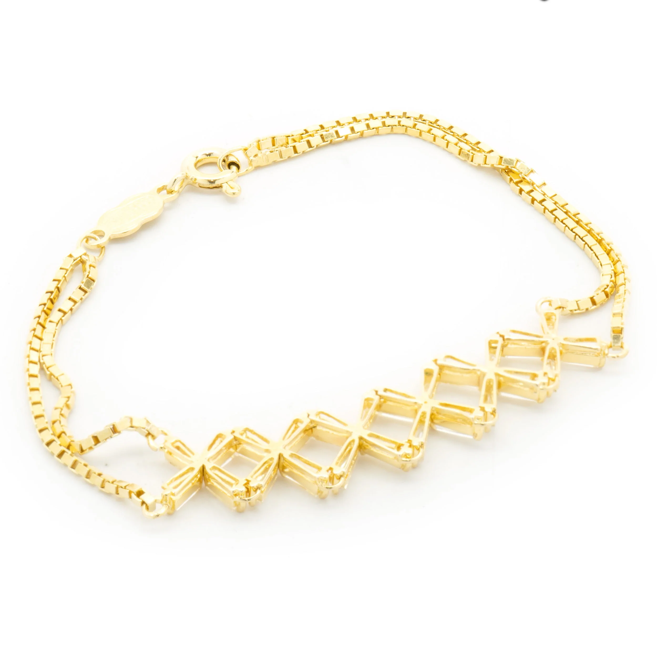 14k Yellow Gold Tapered Baguette Diamond X Link Bracelet - Image 3
