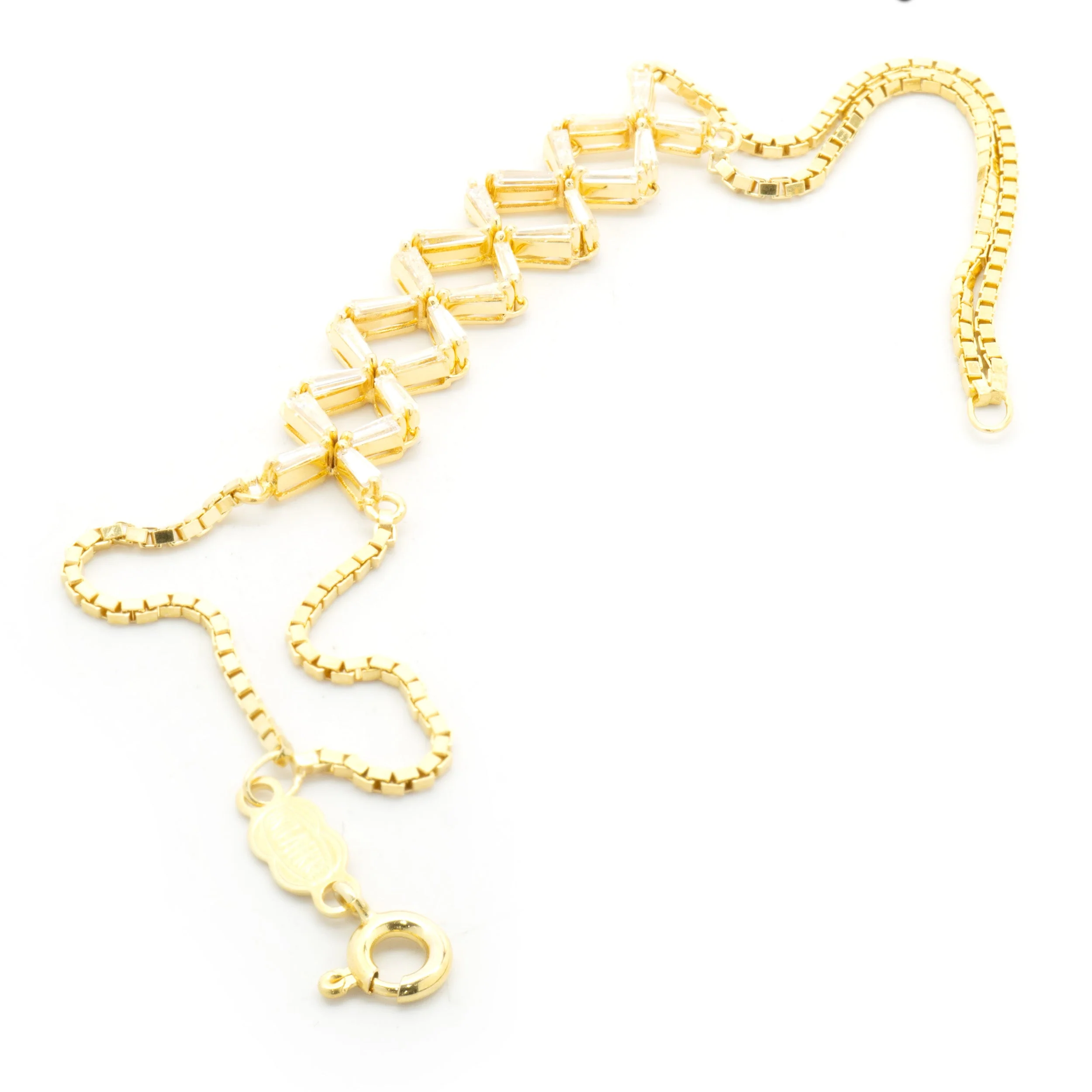 14k Yellow Gold Tapered Baguette Diamond X Link Bracelet - Image 4
