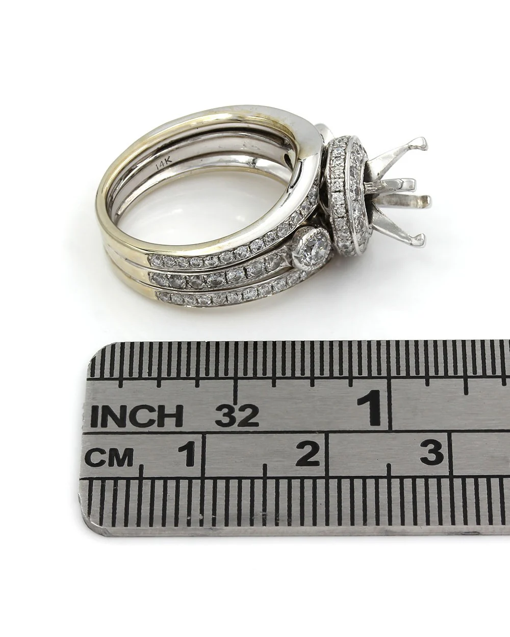14kw 3 Band Round Diamond Halo Mounting - Image 2