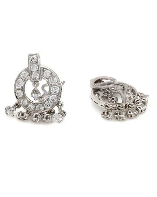 14KW Diamond Circle Dangle Earrings - Image 2