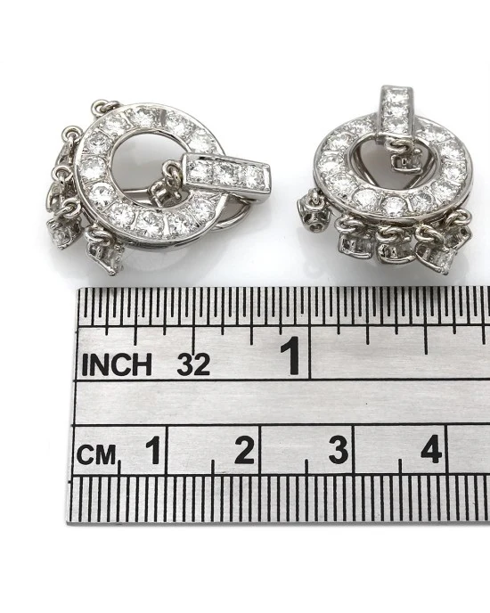 14KW Diamond Circle Dangle Earrings - Image 3