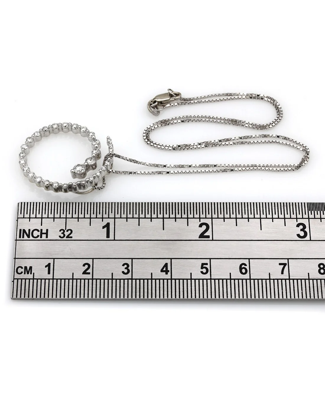 14KW Endless Circle Diamond Drop Necklace - Image 3