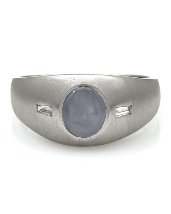 14KW Gentleman's Gray Star Sapphire Ring - Image 2