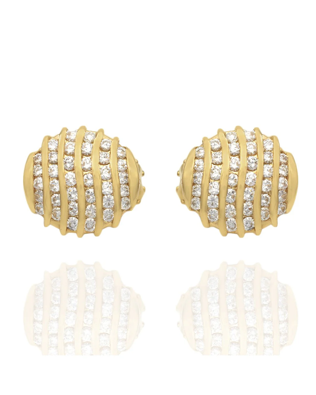 14ky 6 Row Diamond Disk Earrings in Gold