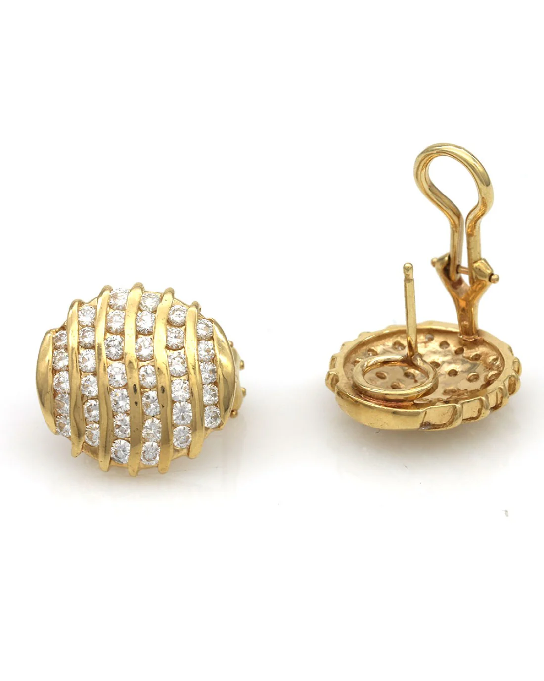 14ky 6 Row Diamond Disk Earrings in Gold - Image 2