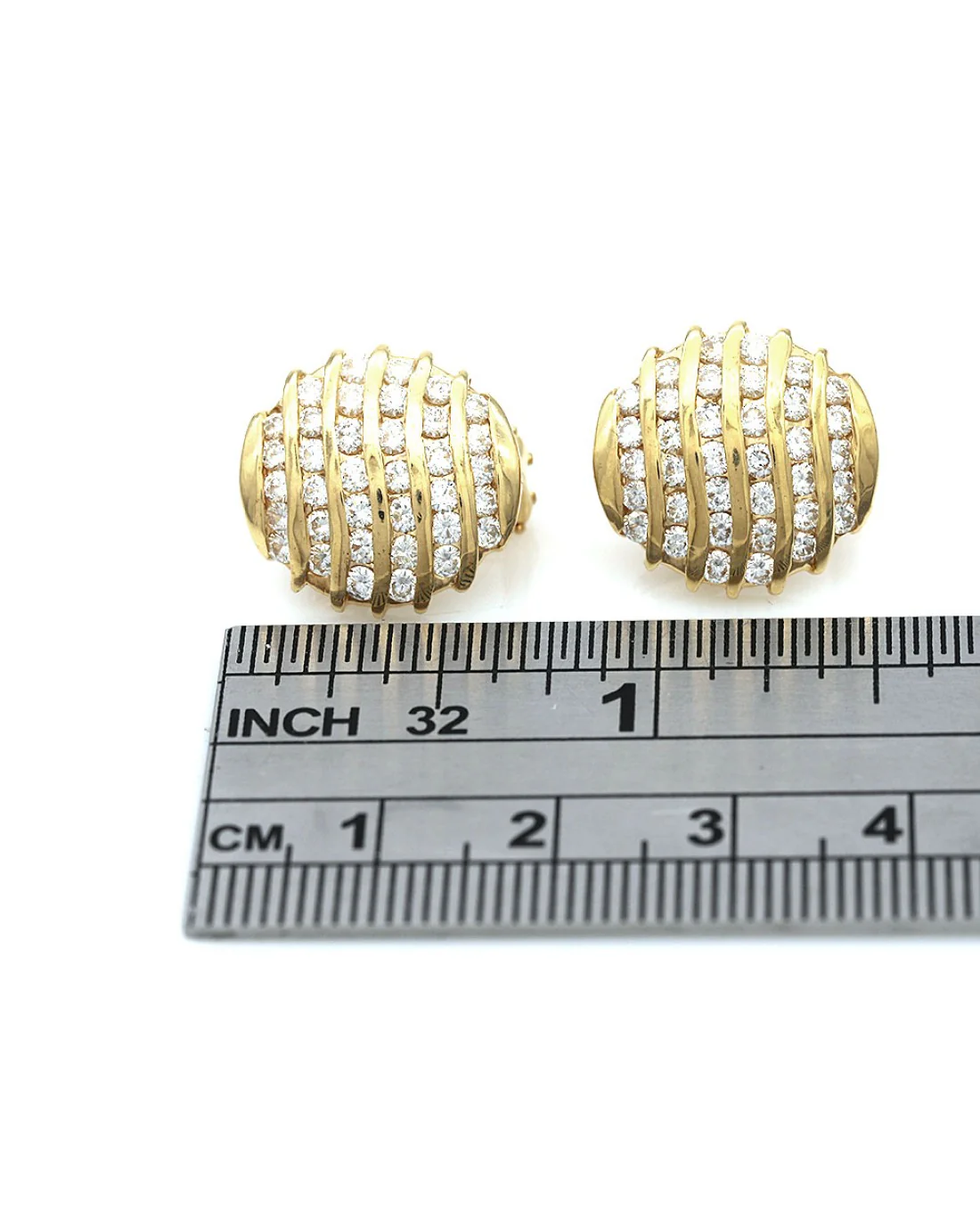 14ky 6 Row Diamond Disk Earrings in Gold - Image 3
