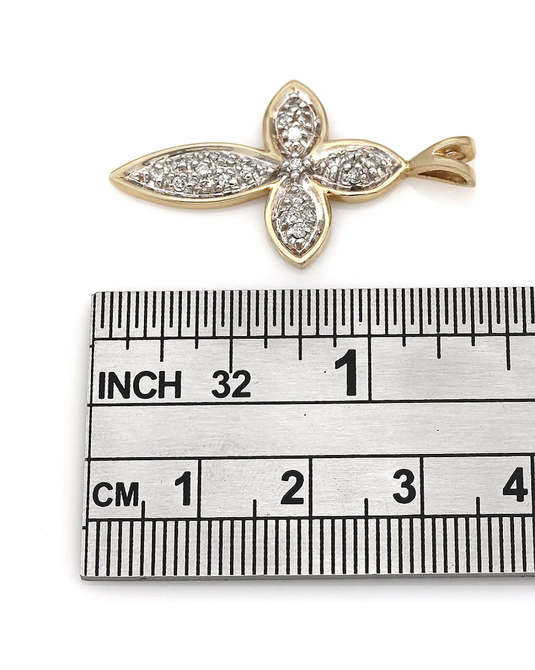 14KY Diamond Pave Cross Pendant - Image 3