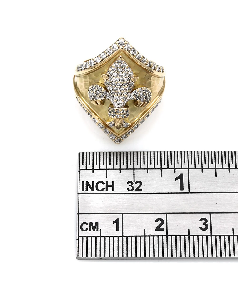 14KY Diamond Pave Fleur de Lis Ring - Image 3