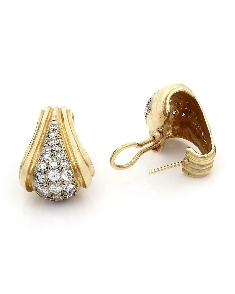 14KY Diamond Pave Triangular Shape Earrings - Image 2