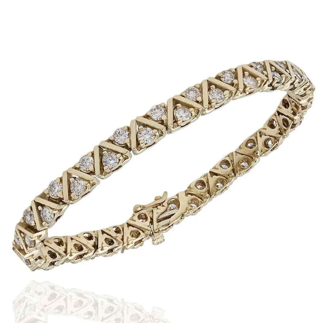 14K Yellow Gold Diamond Zig Zag Bracelet