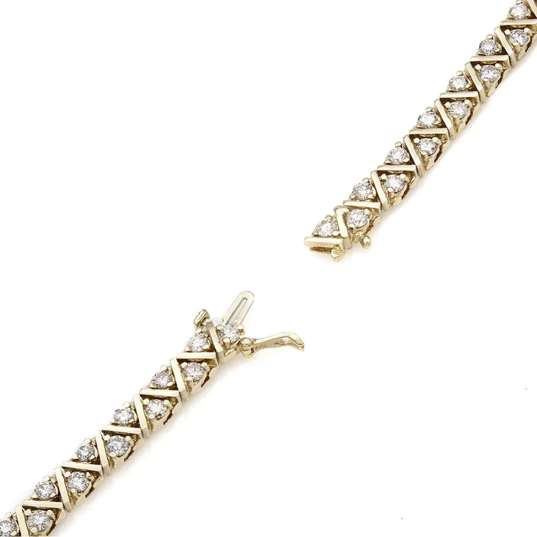 14K Yellow Gold Diamond Zig Zag Bracelet - Image 2
