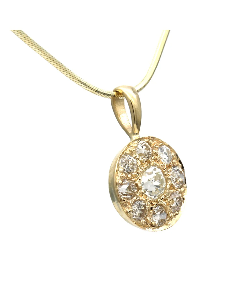 14ky European Diamond Nugget Drop on Box Chain Necklace - Image 2
