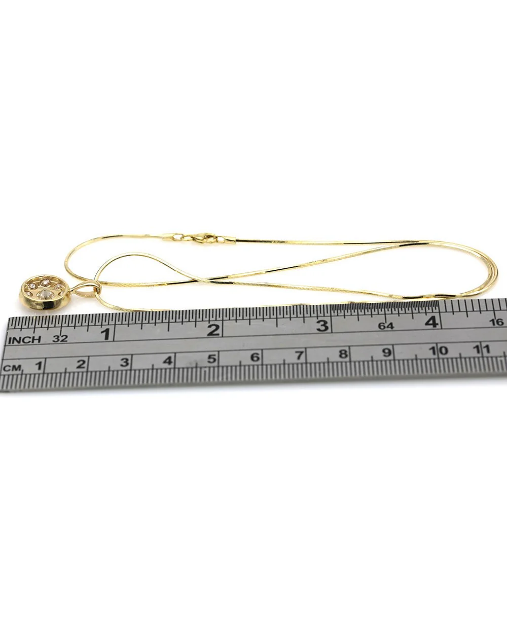 14ky European Diamond Nugget Drop on Box Chain Necklace - Image 3