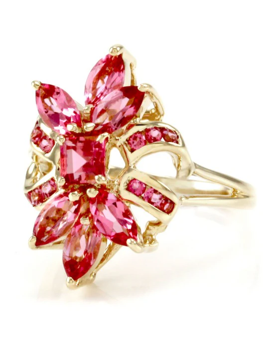 14KY PINK TOPAZ CLUSTER RING - Image 3
