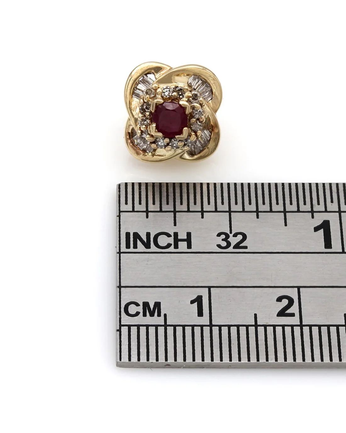 14KY Ruby and Diamond Quatrefoil Earrings - Image 3