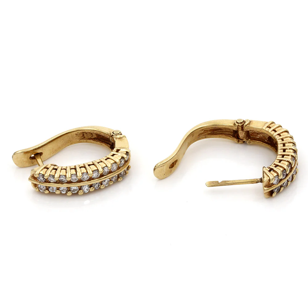 14KY Two Row Curved Diamond Earrings - Image 2