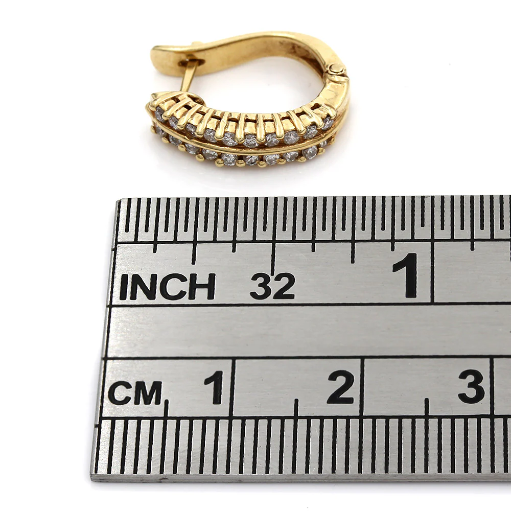 14KY Two Row Curved Diamond Earrings - Image 3
