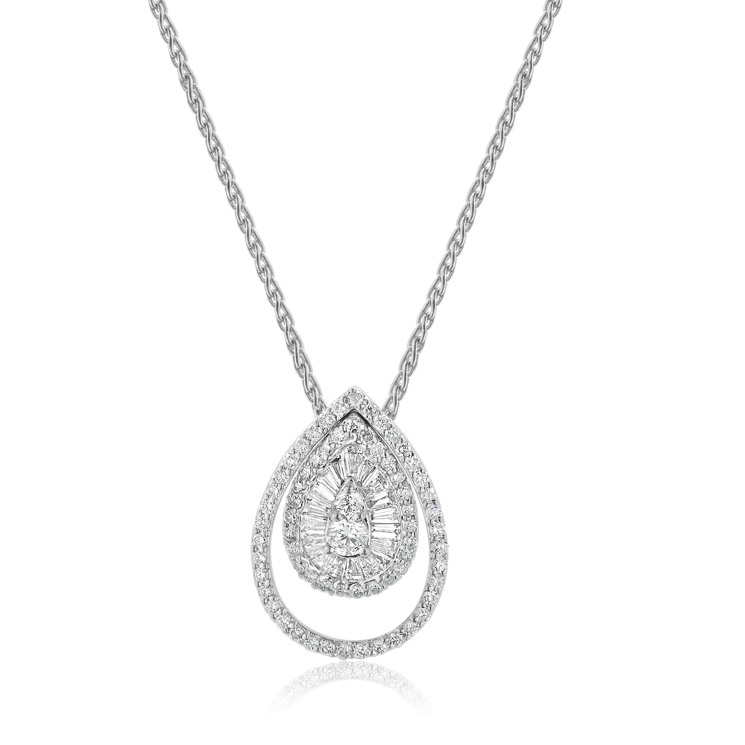 18 Karat / 14 Karat White Gold Diamond Pear Shaped Mosaic Necklace - Image 2