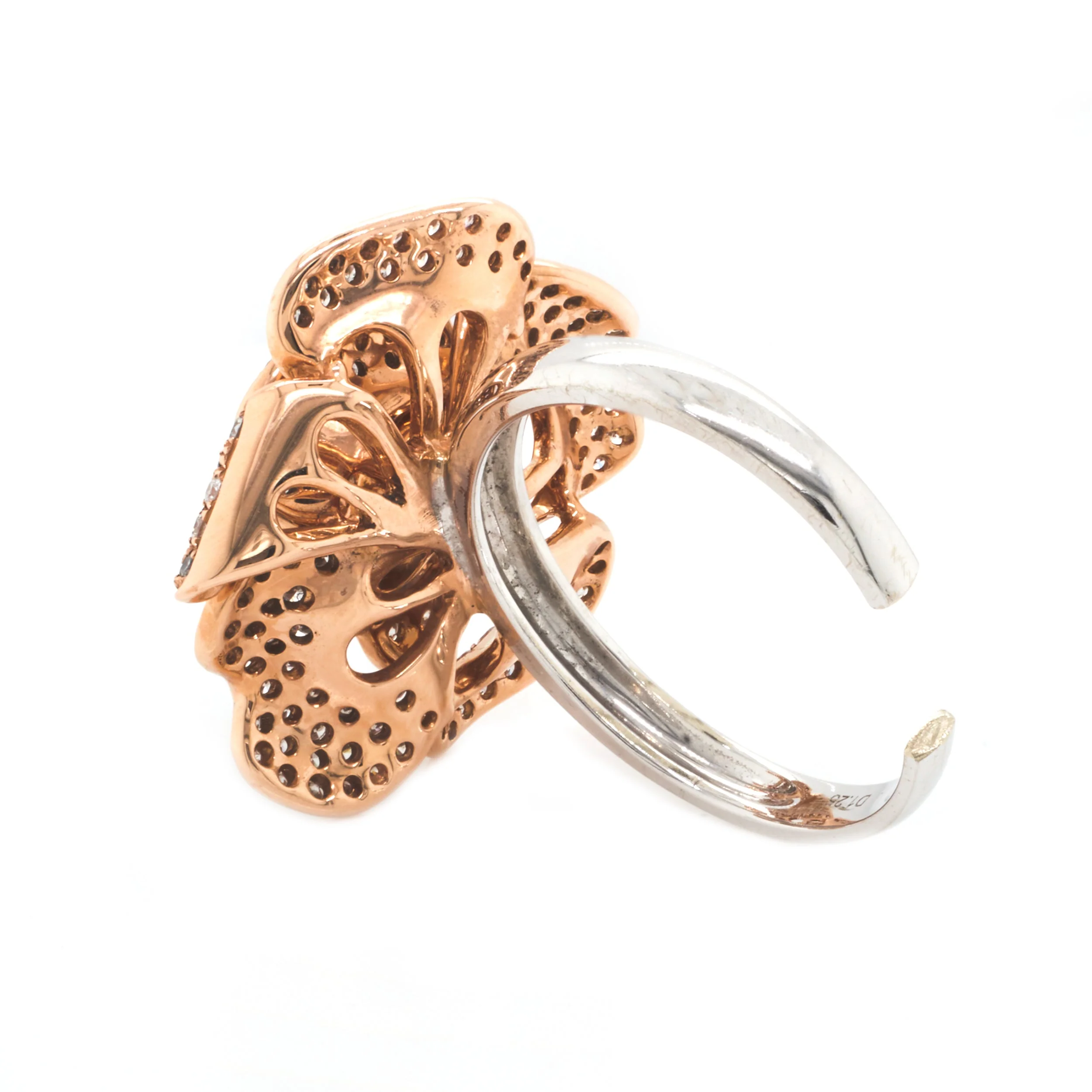 18 Karat Rose and White Gold Diamond Flower Ring - Image 4
