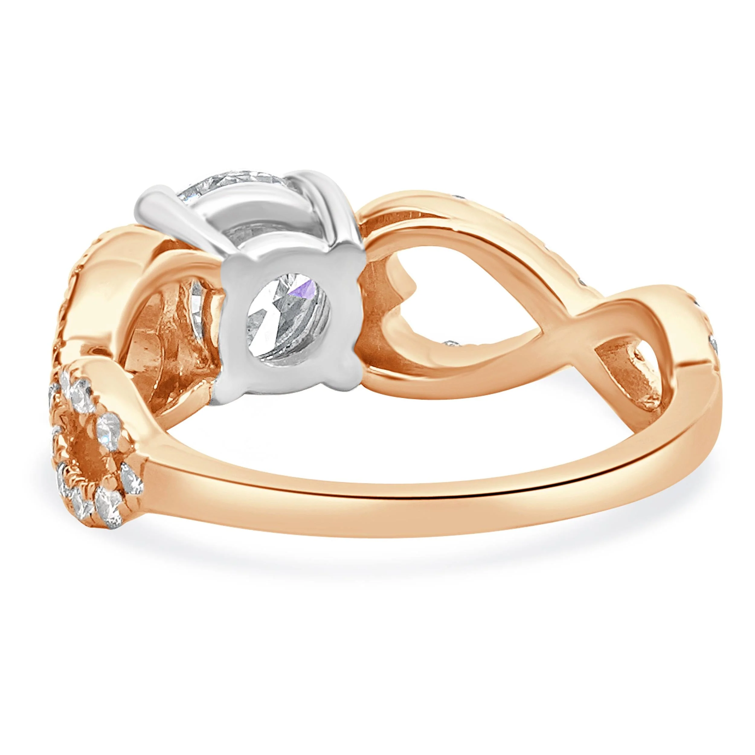 18 Karat Rose and White Gold Round Brilliant Cut Diamond Engagement Ring - Image 4