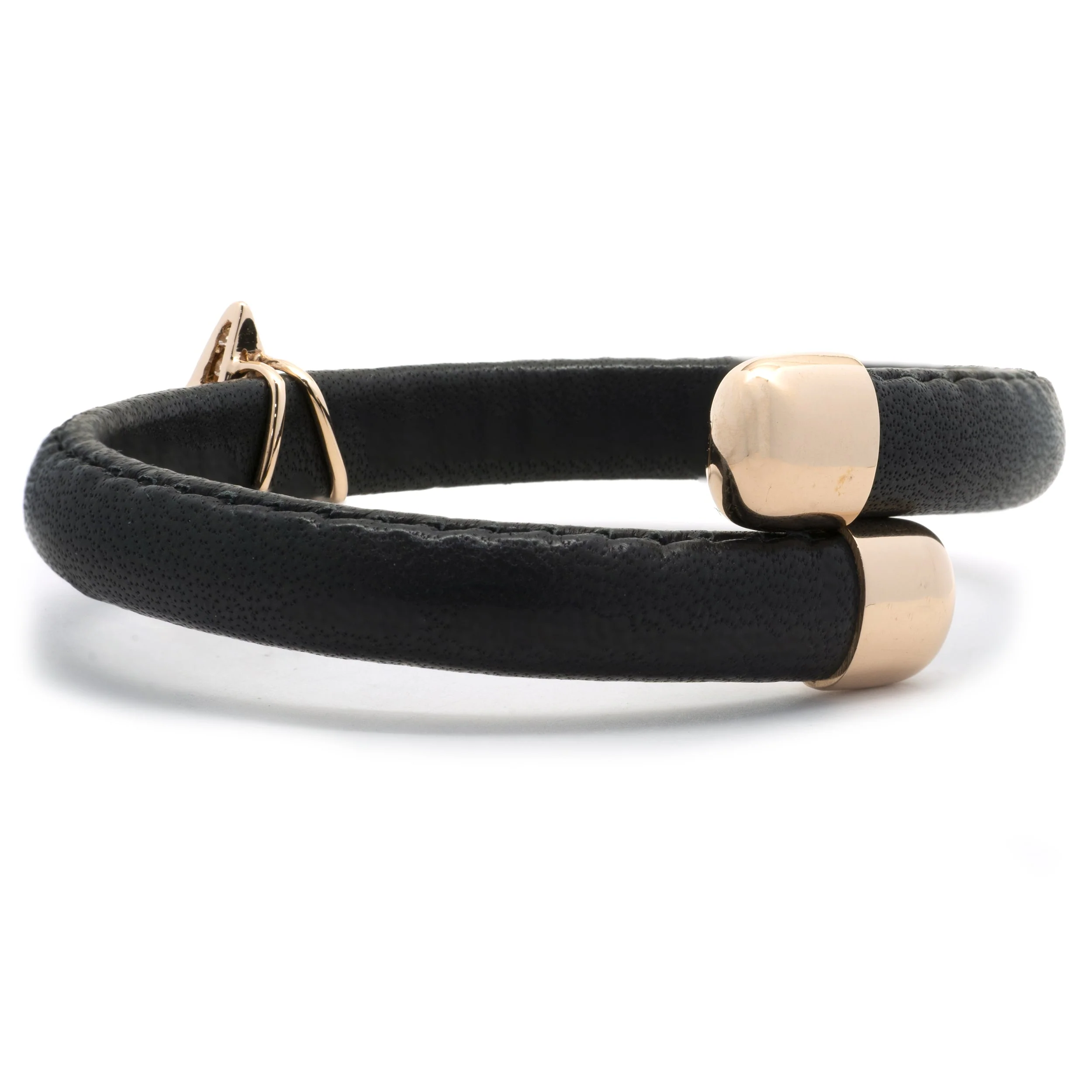 18 Karat Rose Gold Black Leather Diamond Solo Star Wrap Bracelet - Image 3