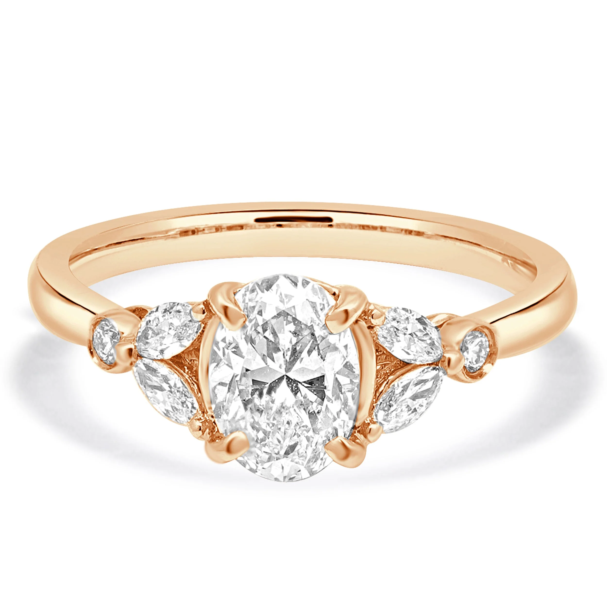 18 Karat Rose Gold Oval Diamond Engagement Ring