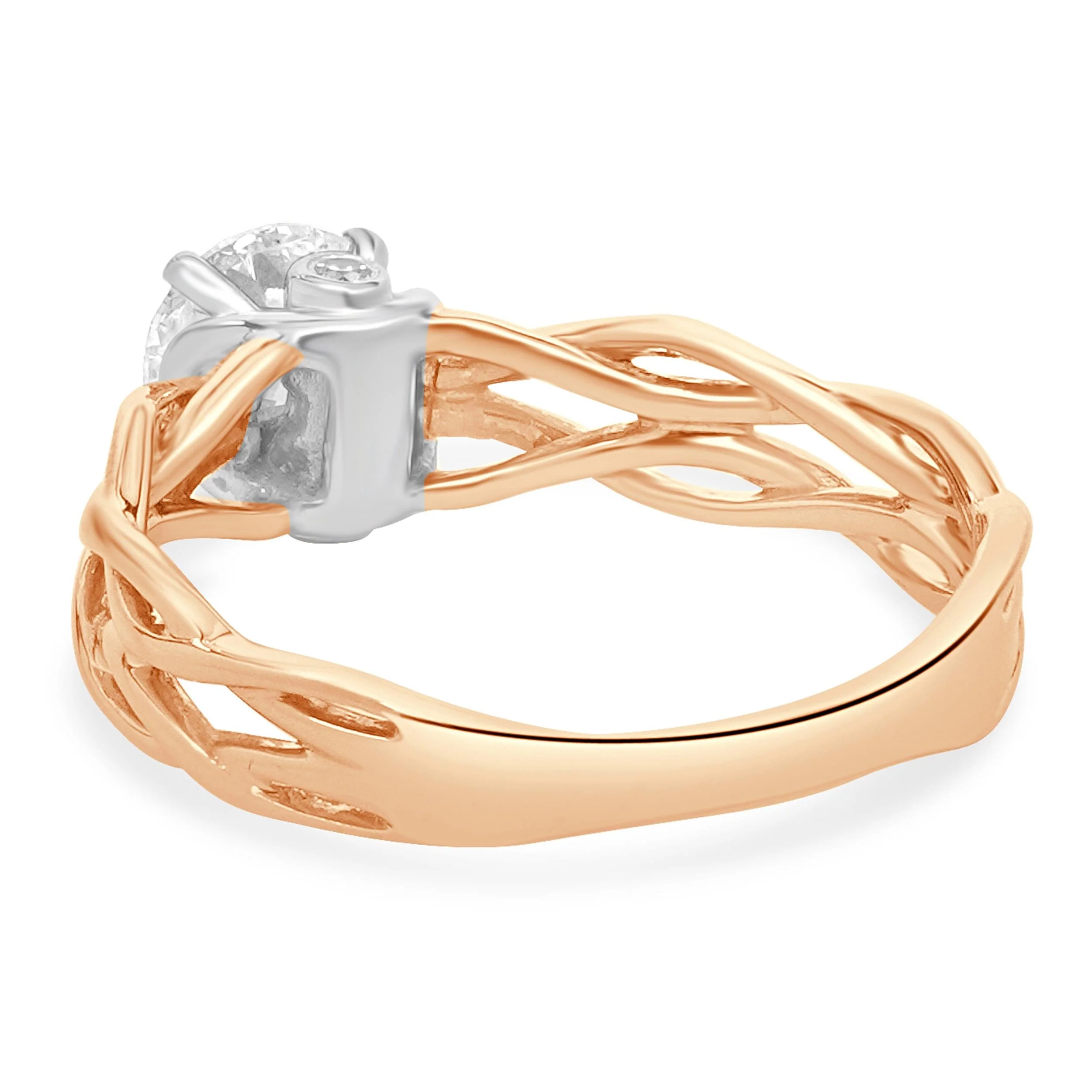 18 Karat Rose & White Gold Round Brilliant Cut Diamond Engagement Ring - Image 4