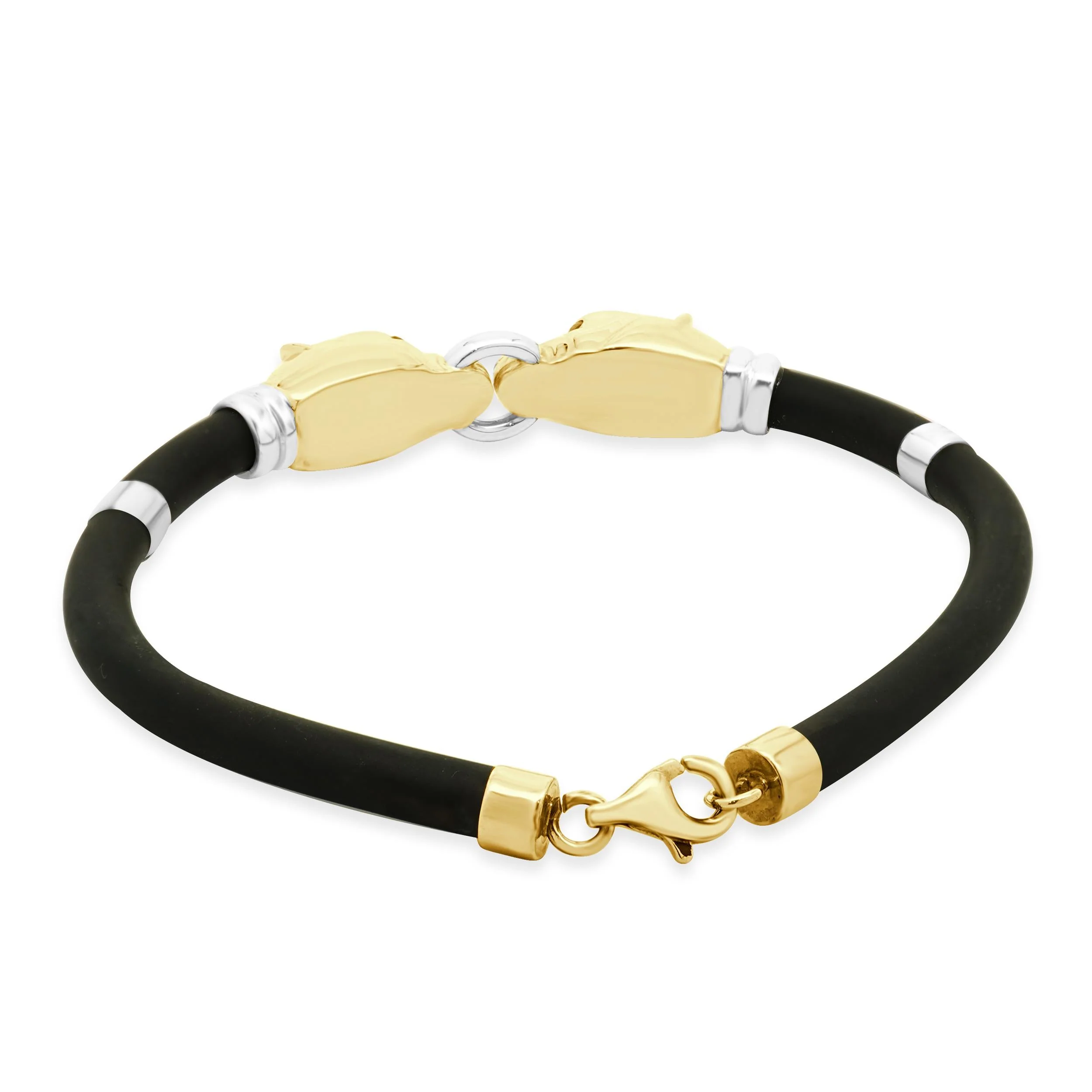 18 Karat Two Tone Double Panther With Sapphire Eyes Bracelet - Image 2