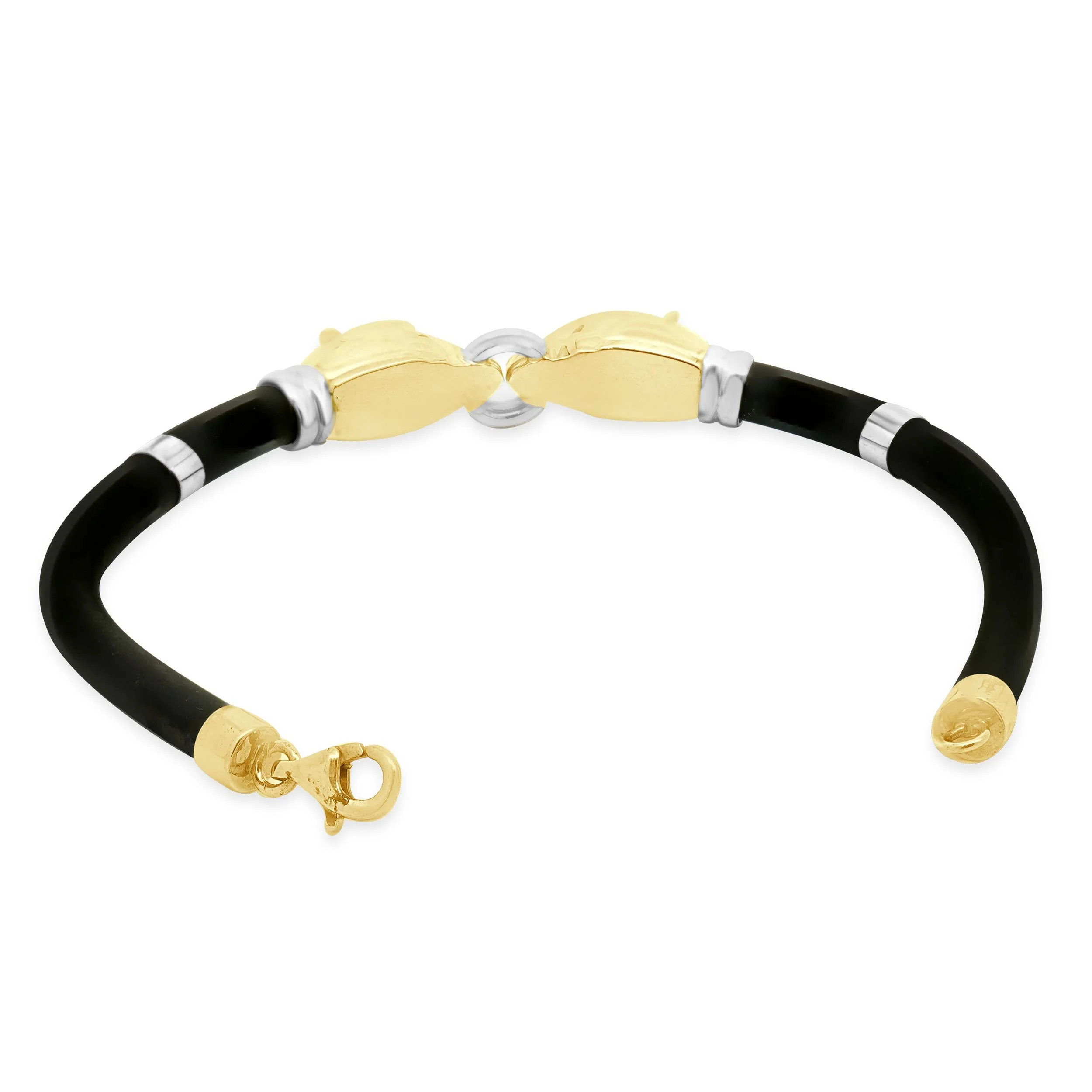 18 Karat Two Tone Double Panther With Sapphire Eyes Bracelet - Image 3