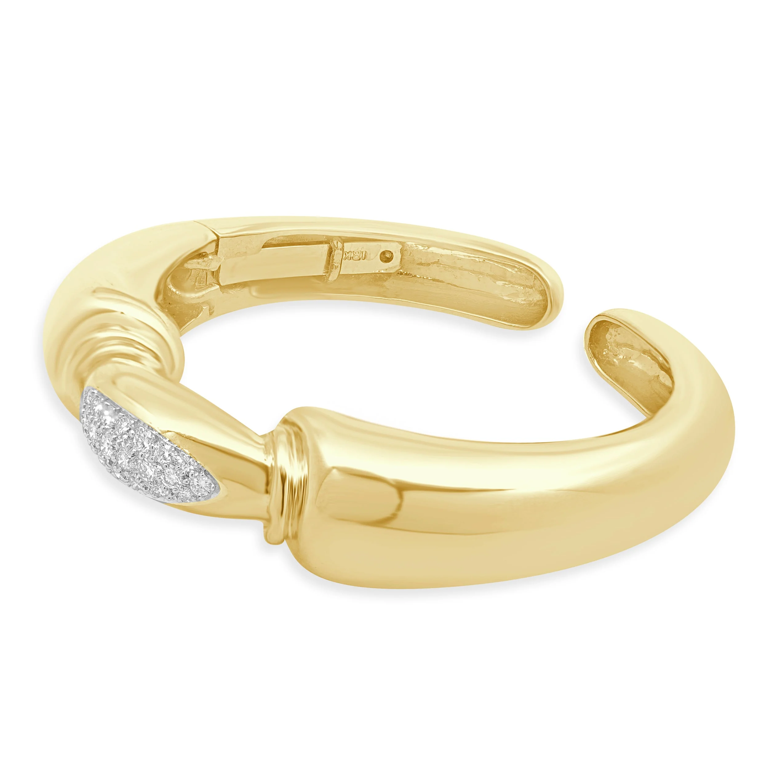 18 Karat Two-Tone Gold Pave Diamond Hinged Bangle - Image 2