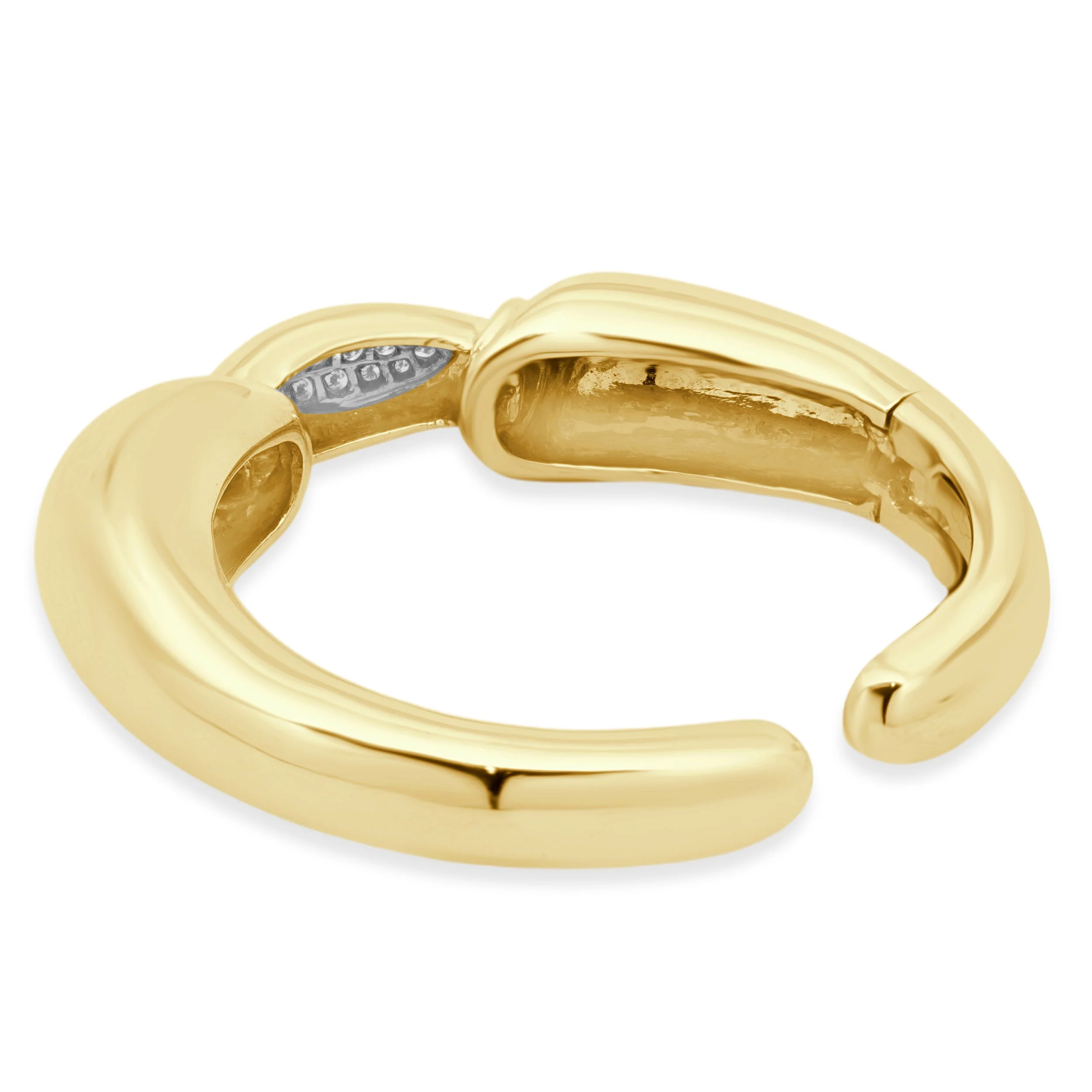 18 Karat Two-Tone Gold Pave Diamond Hinged Bangle - Image 3