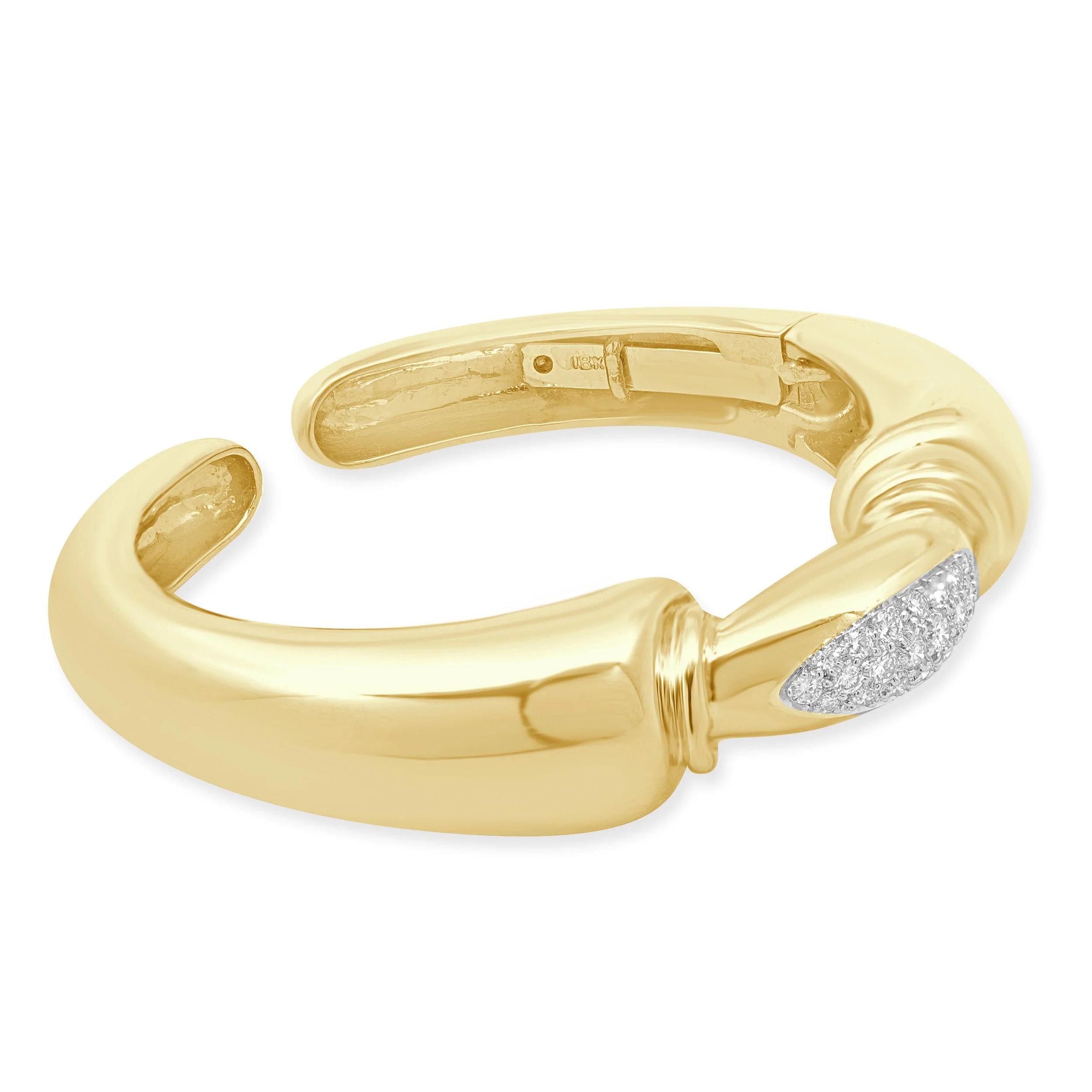 18 Karat Two-Tone Gold Pave Diamond Hinged Bangle - Image 4