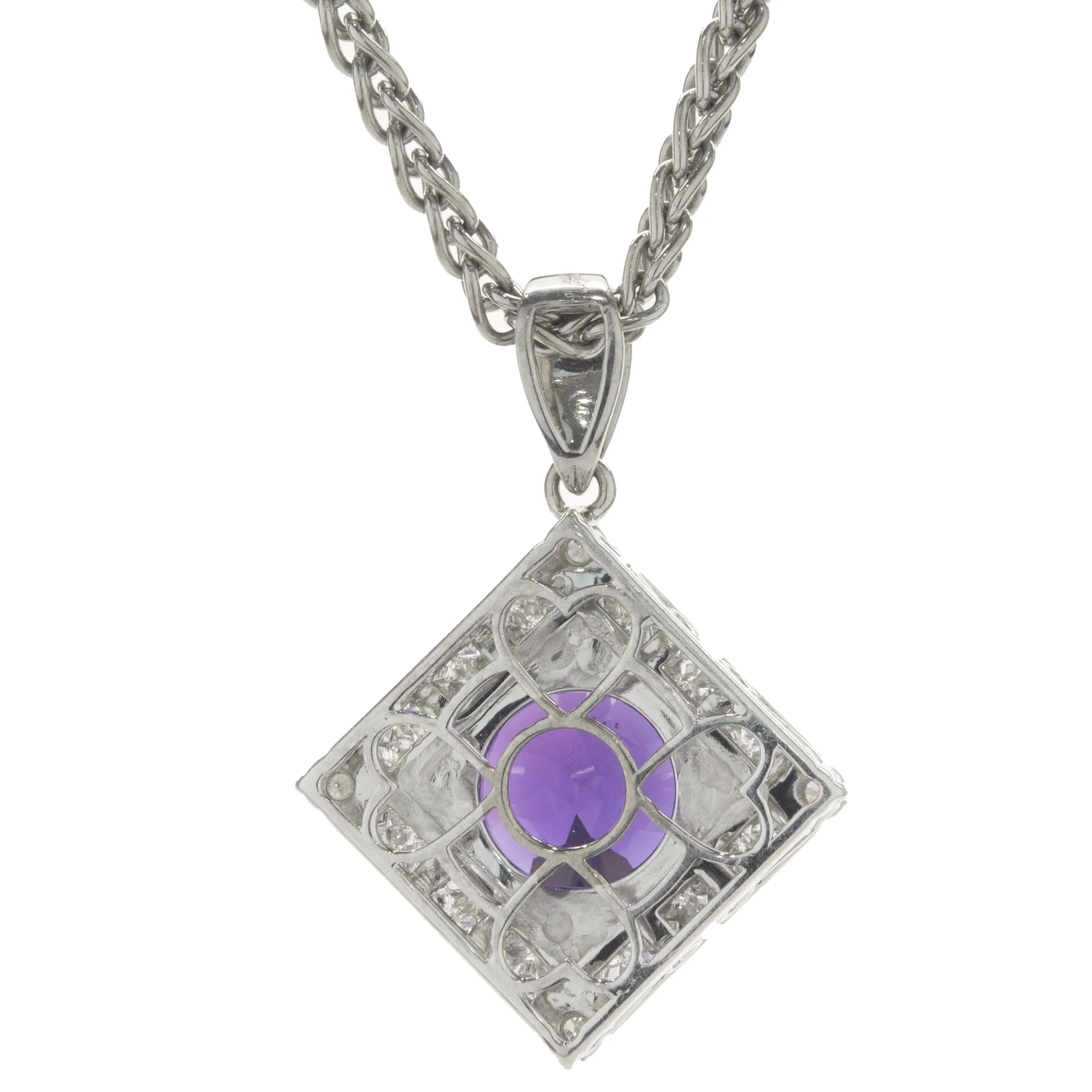 18 Karat White Gold Amethyst and Diamond Necklace - Image 2