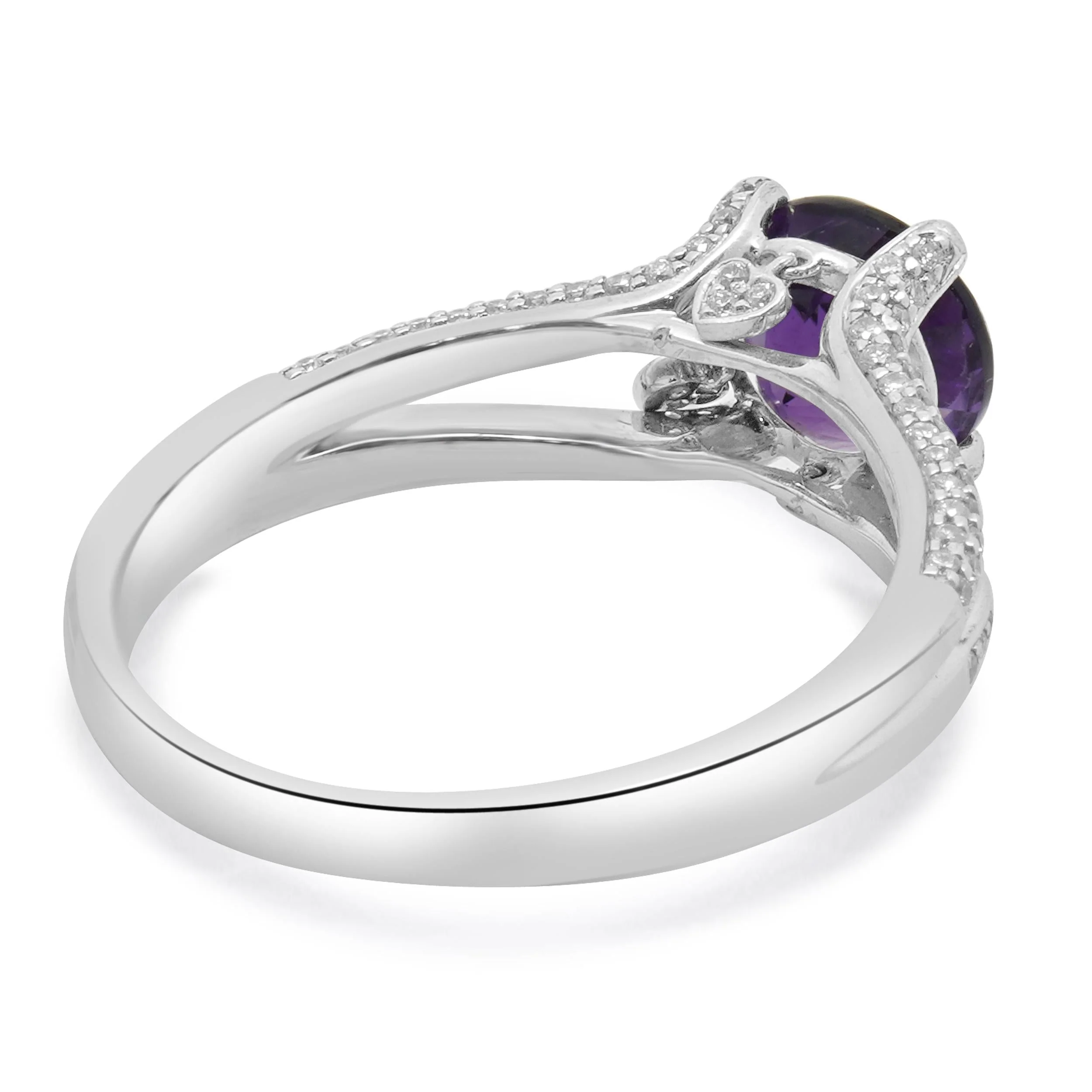 18 Karat White Gold Amethyst and Diamond Split Band Ring - Image 4