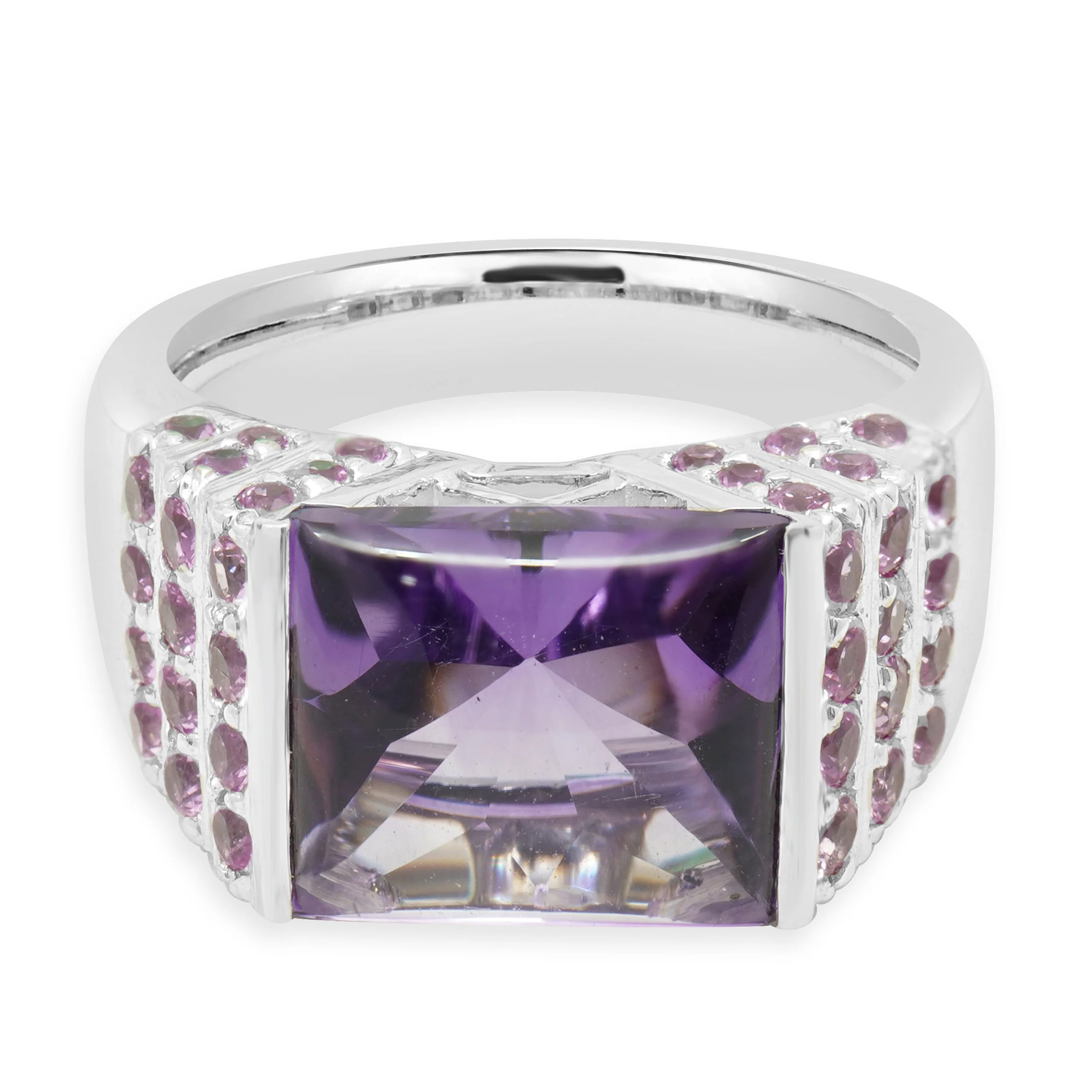 18 Karat White Gold Amethyst & Pink Sapphire Ring