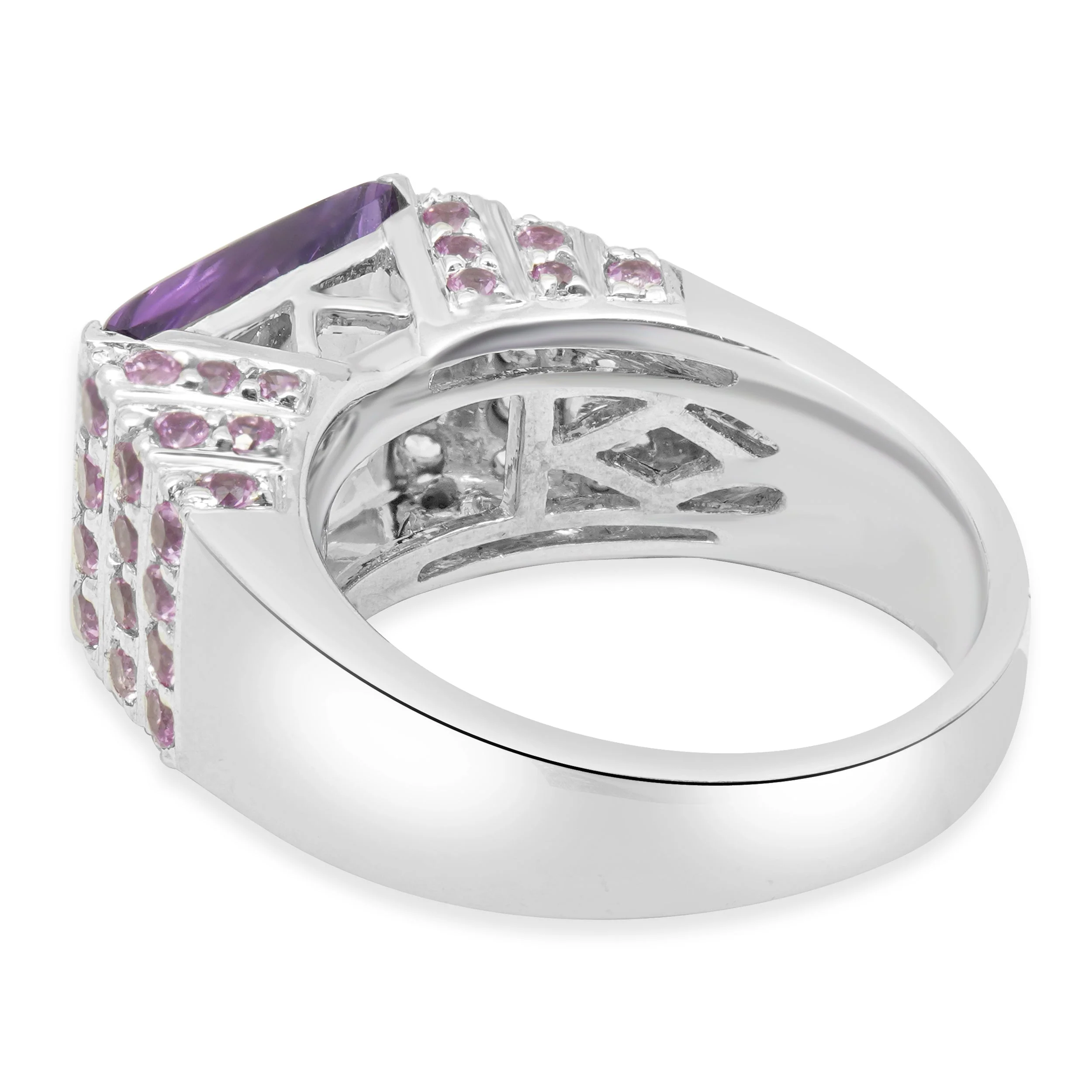 18 Karat White Gold Amethyst & Pink Sapphire Ring - Image 3