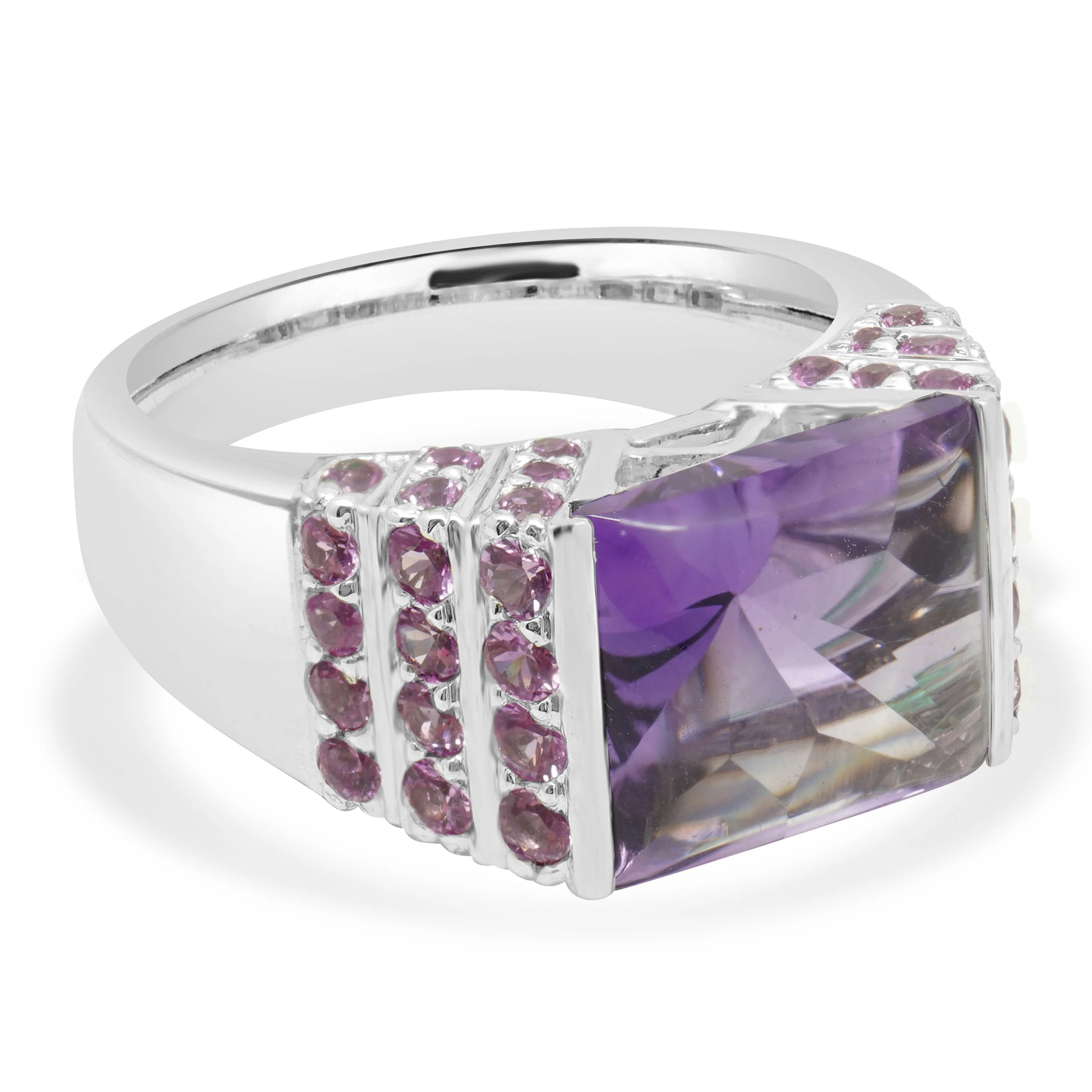 18 Karat White Gold Amethyst & Pink Sapphire Ring - Image 4