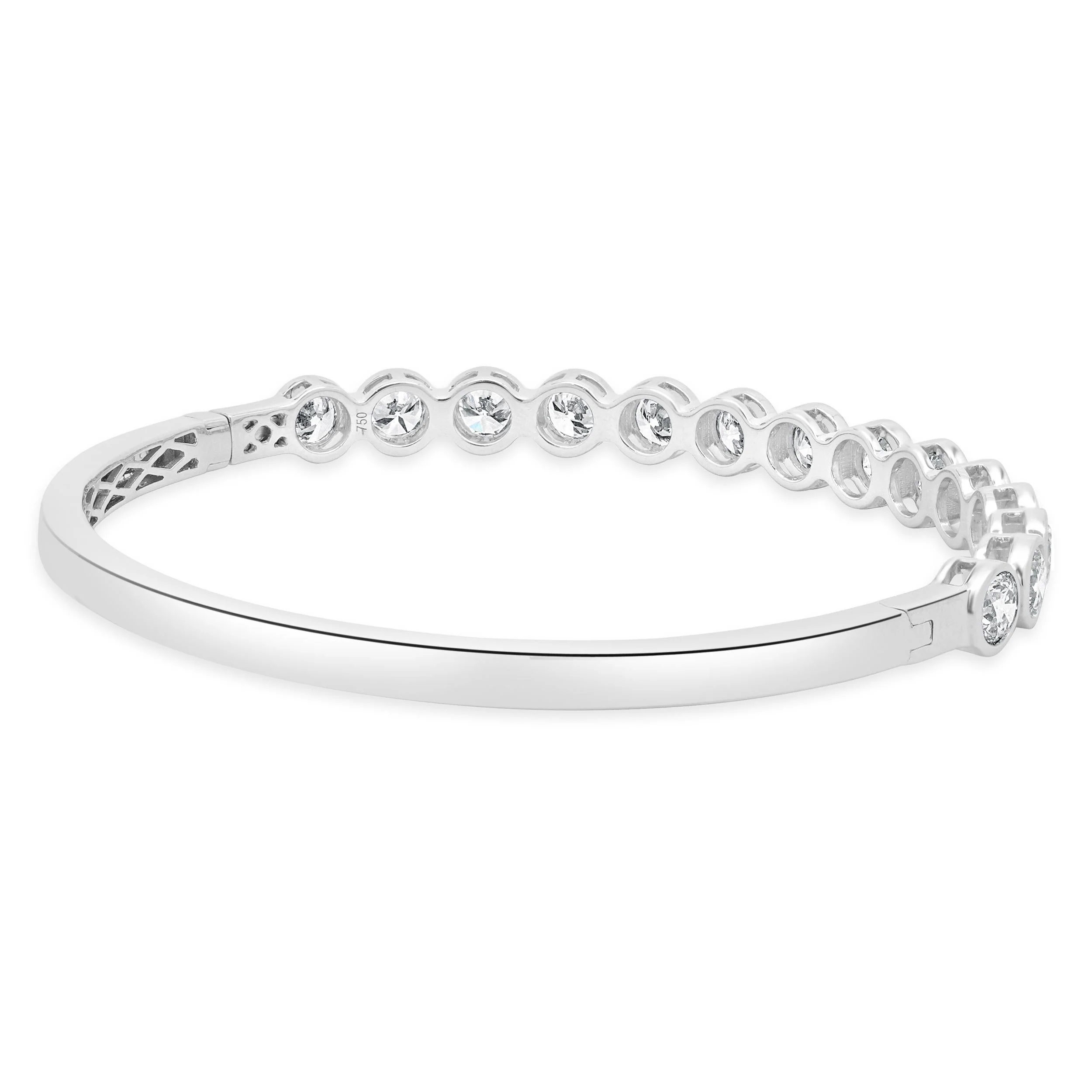 18 Karat White Gold Bezel Set Diamond Bangle Bracelet - Image 3