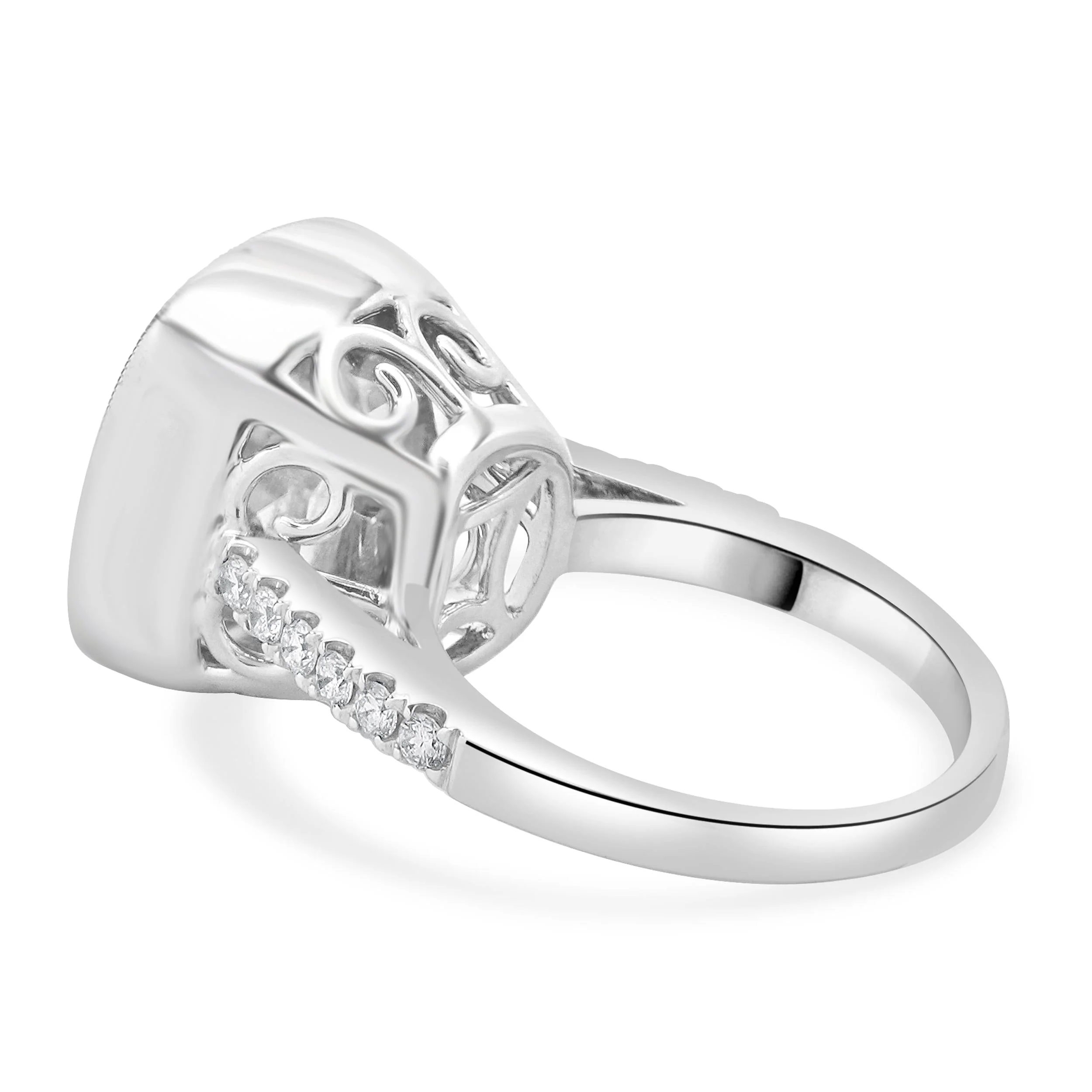 18 Karat White Gold Bezel Set Kunzite and Diamond Ring - Image 4