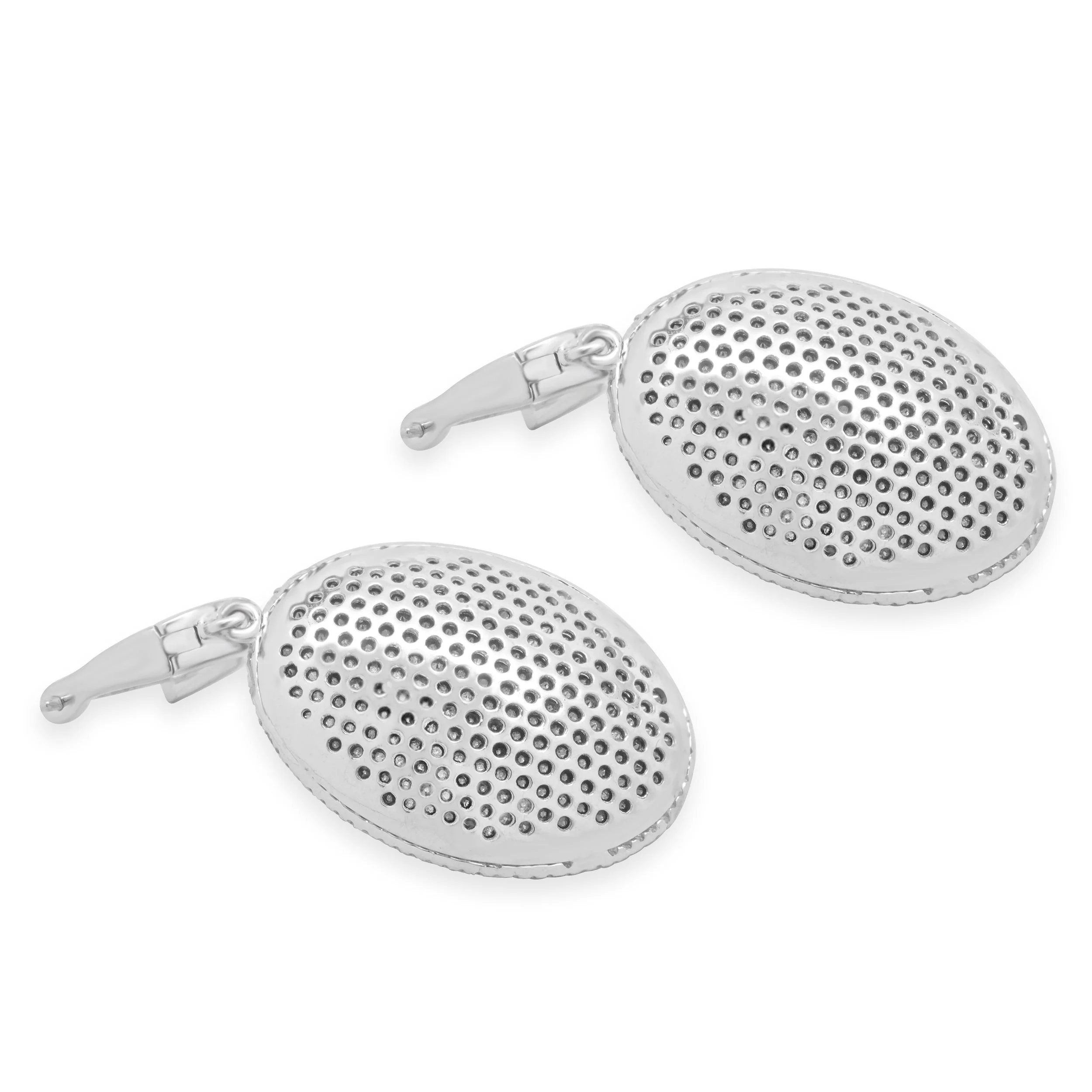 18 Karat White Gold Black and White Diamond Cutout Drop Earrings - Image 3