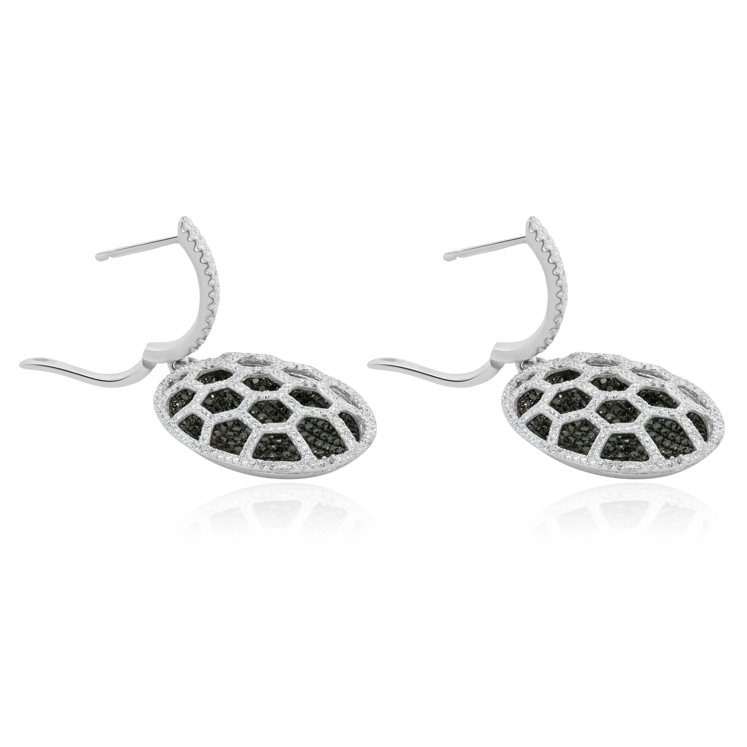 18 Karat White Gold Black and White Diamond Cutout Drop Earrings - Image 4