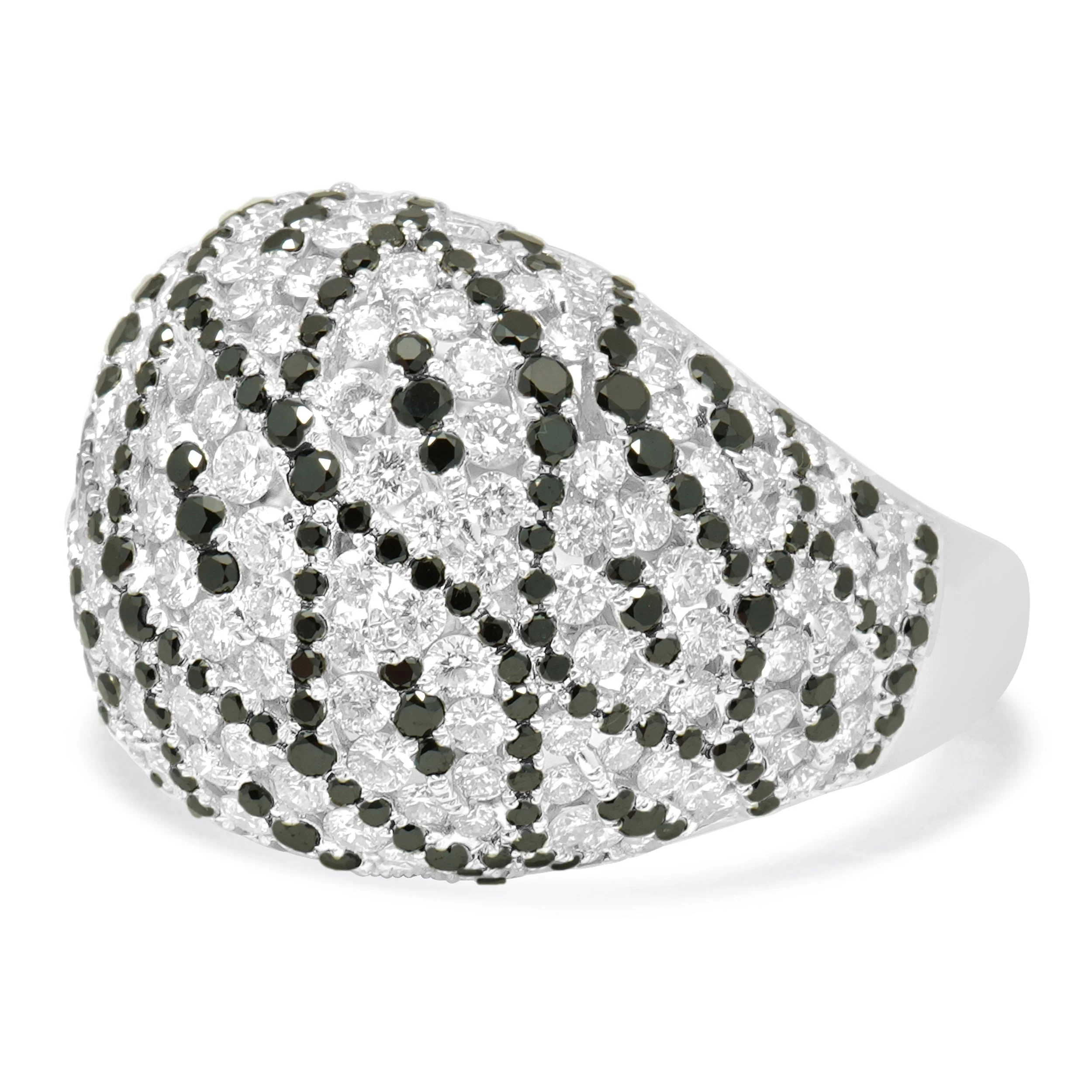 18 Karat White Gold Black & White Diamond Dome Ring - Image 2