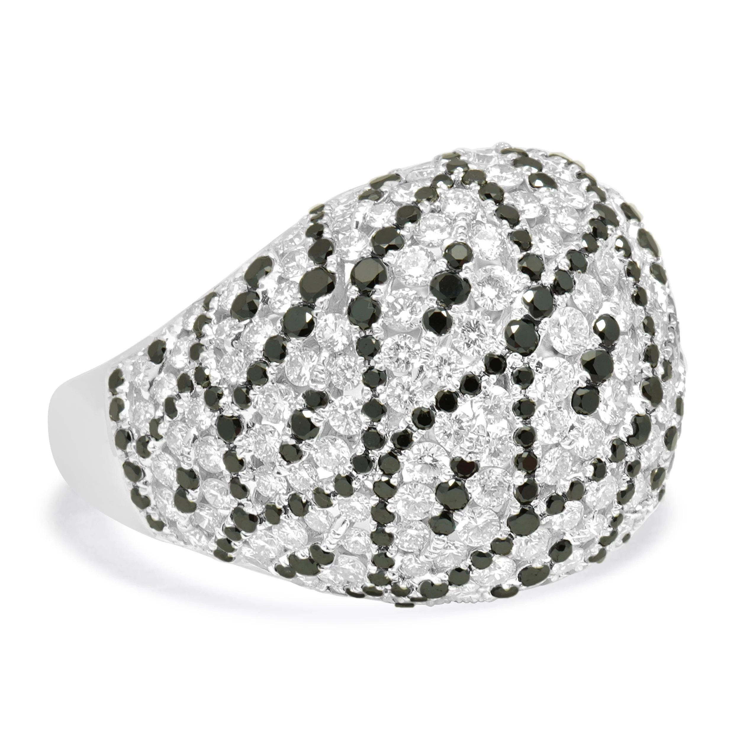 18 Karat White Gold Black & White Diamond Dome Ring - Image 3