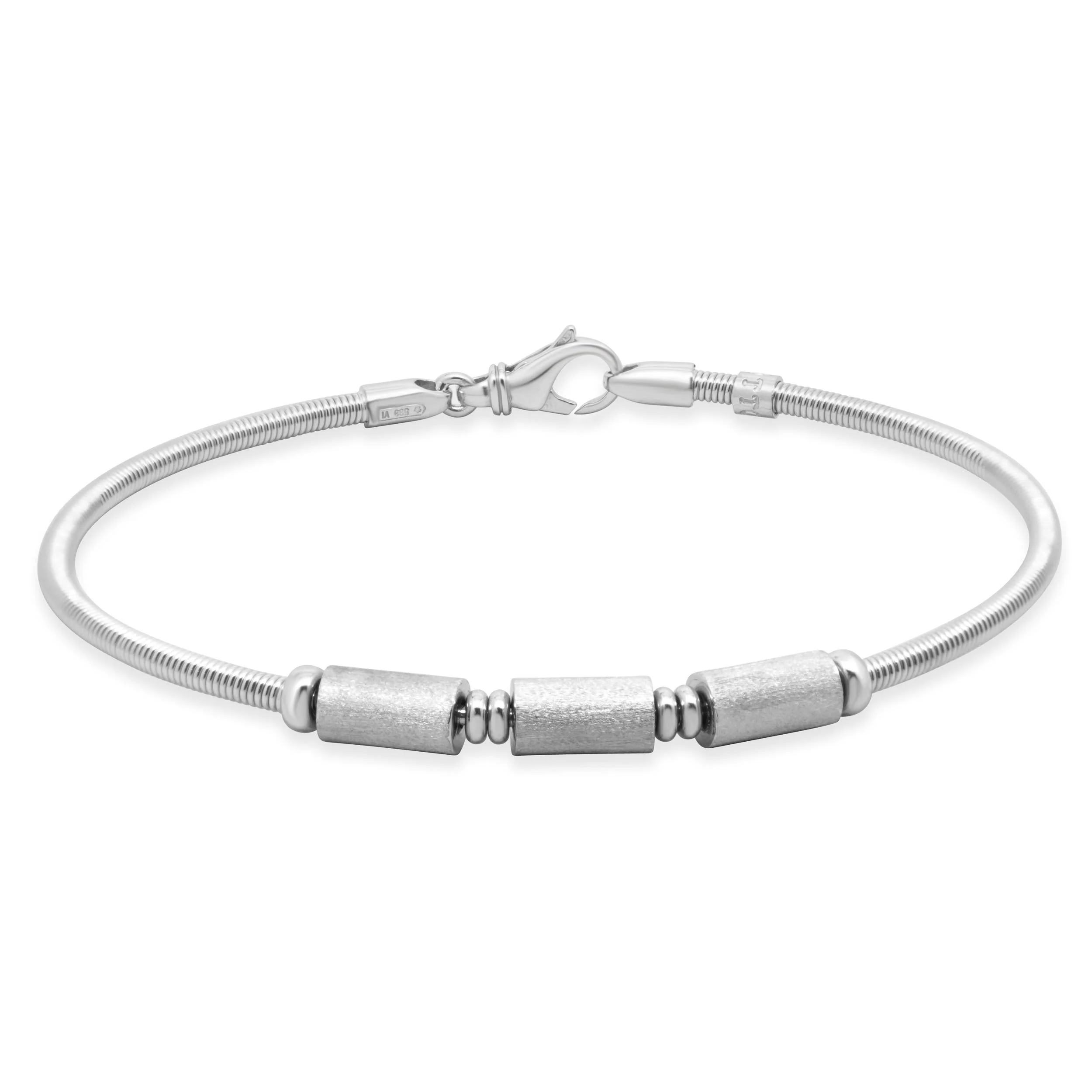 18 Karat White Gold Cable Station Bracelet