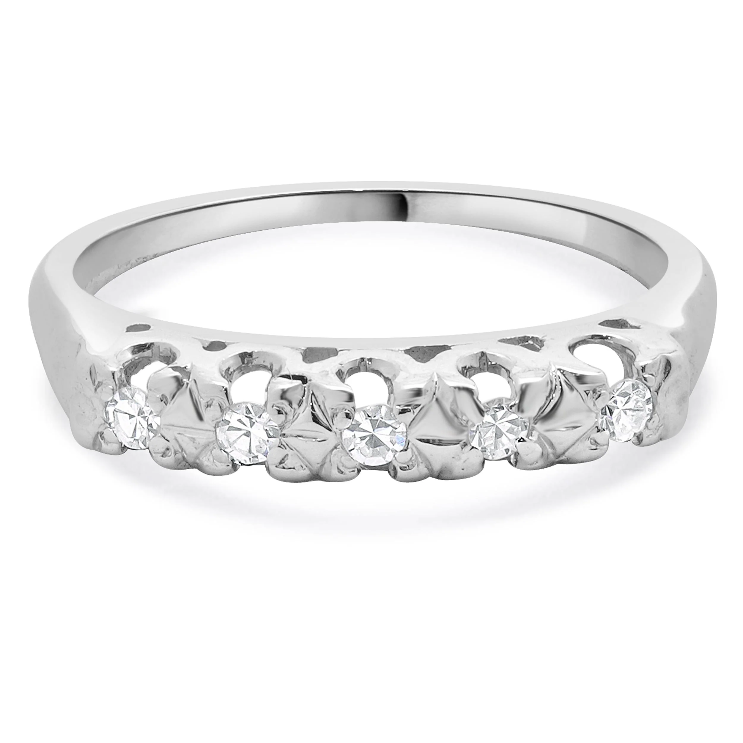 18 Karat White Gold Diamond Band