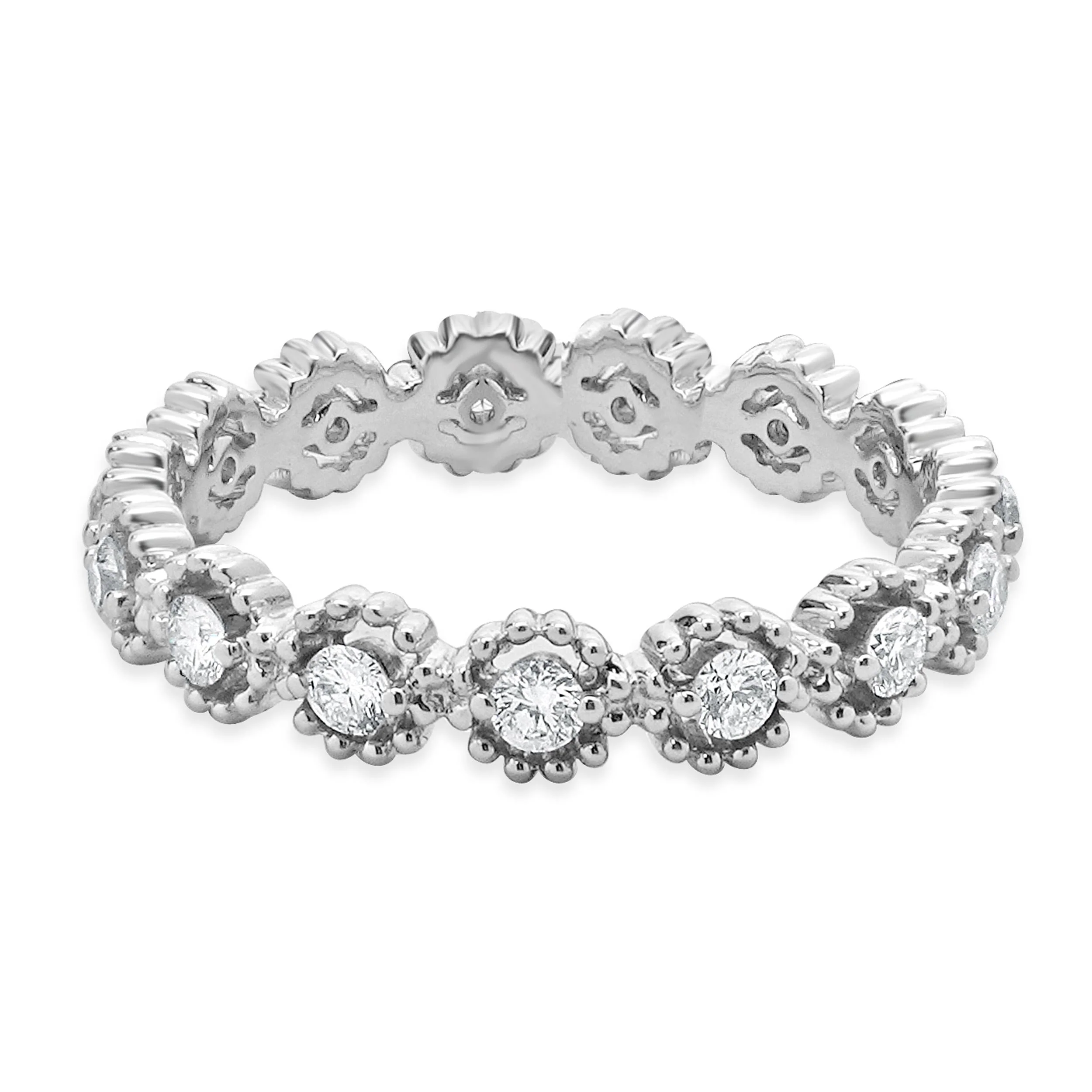 18 Karat White Gold Diamond Cutout Band