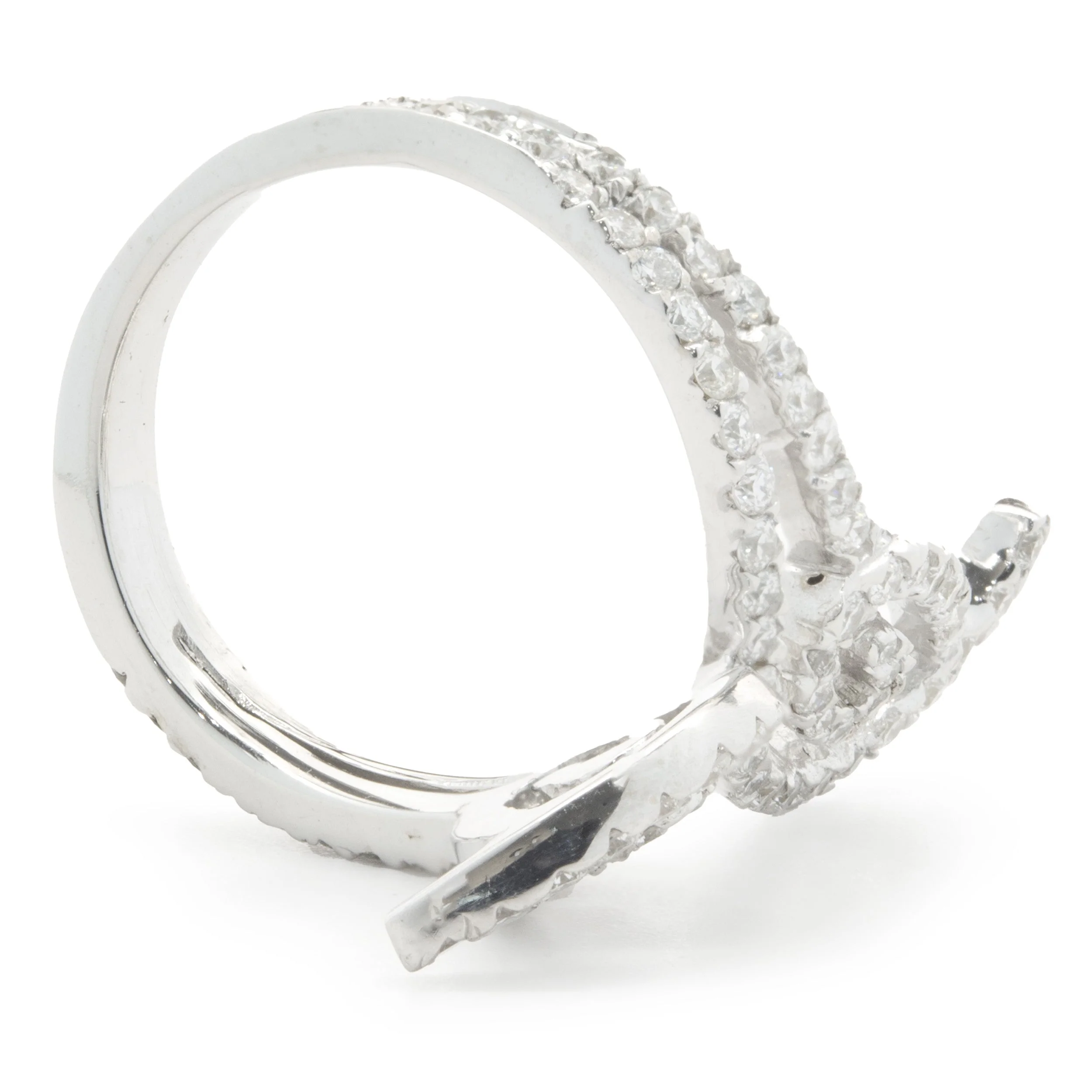 18 Karat White Gold Diamond Floral Long Finger Ring - Image 4